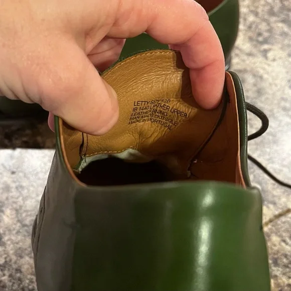 Miz Mooz Green Cap Toe Leather Derby Oxford Shoes Size 10 Lace Up Comfort Flat - Picture 12 of 13